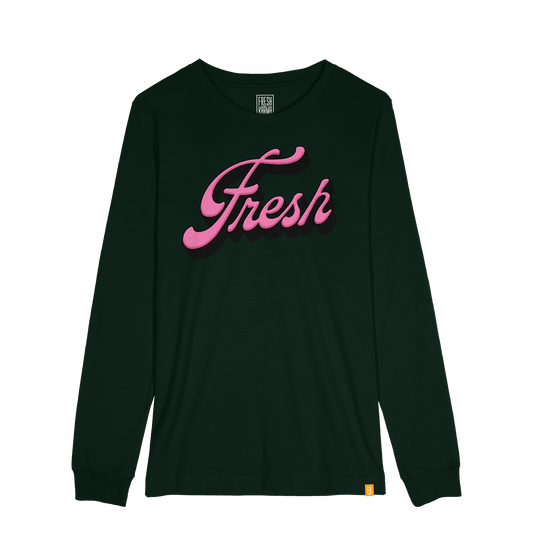 Fresh Script Long Sleeve Tee - Pine Green